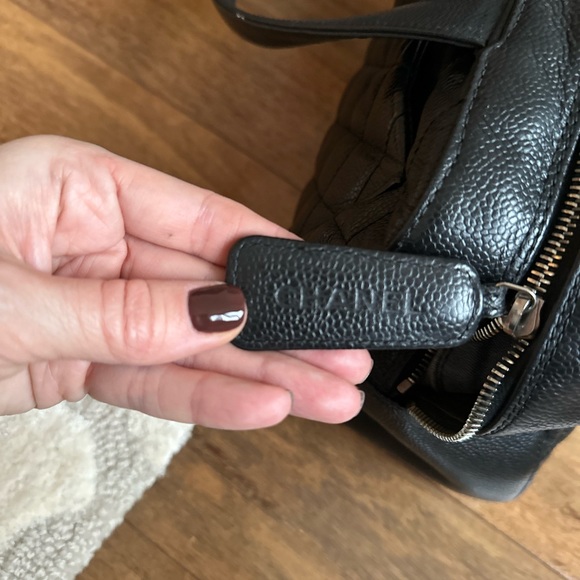 Authentic Chanel bag purse black caviar leather $5800 Bowler quilted - Picture 5 of 16